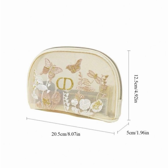 Dior Beauty Beige and Gold Embroidered Cosmetic Bag - Picture 5 of 9
